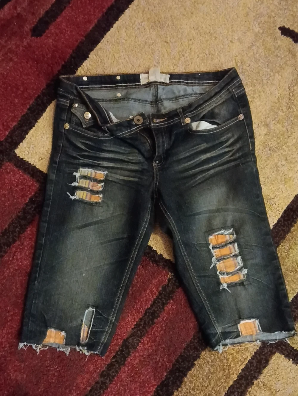 Raw Blue Denim Jean Cut Offs - Casual Straight Fit Size 13